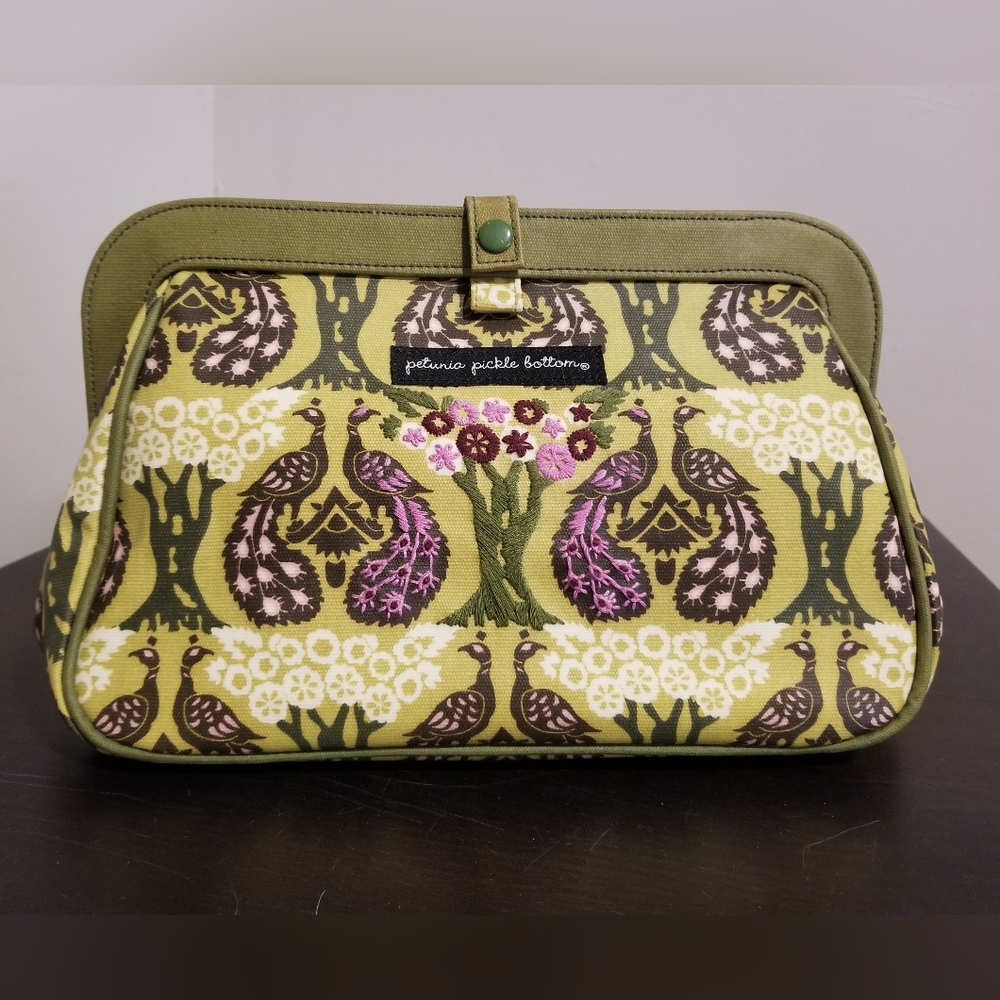 Petunia Pickle Bottom Green Purple Peacock Baby Diaper Bag Ornate Design New